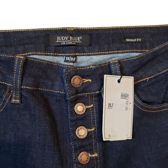 Judy Blue Dark Wash Skinny Fit Button Fly Jeans 15/32 NWT - Picture 6 of 7